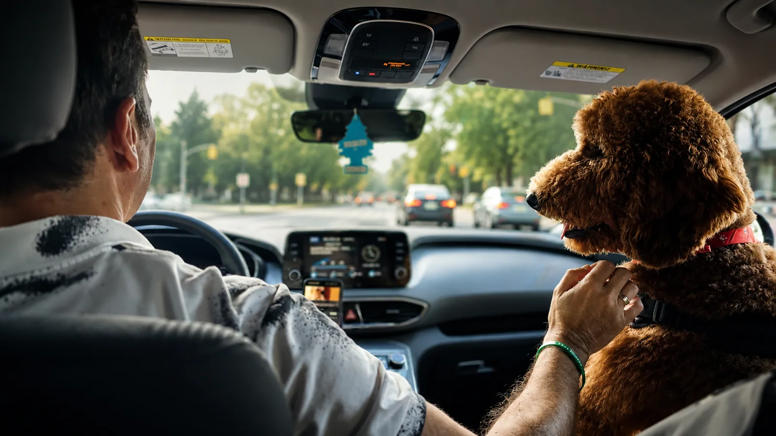 Dog traveling by car with Dog Transport USA